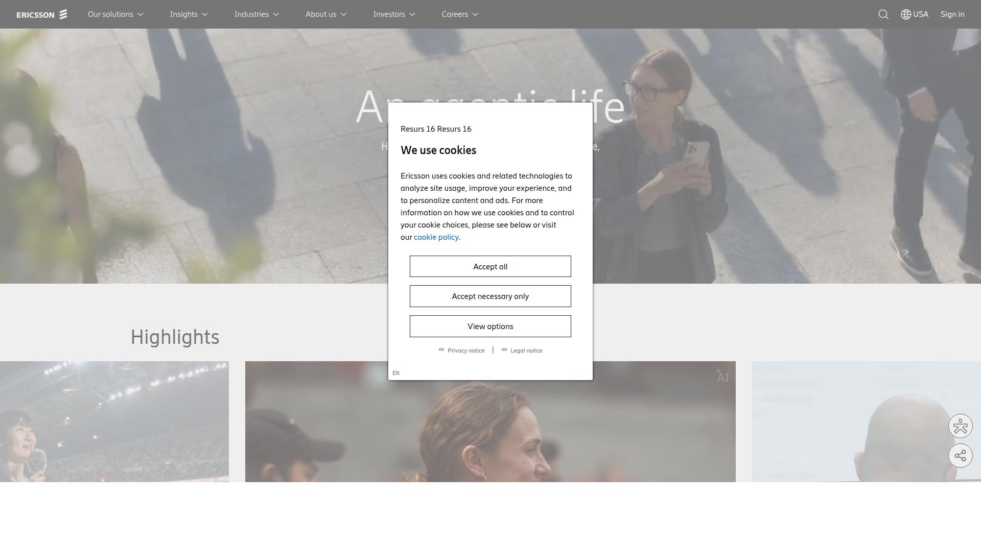 Telefonaktiebolaget Lm Ericsson (publ) website